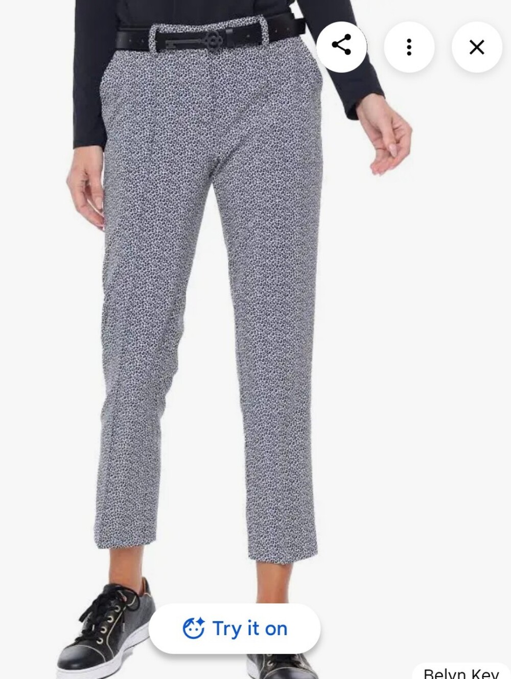 Belyn Key BK Sport Crop Golf Pants Women’s XL Blue Leopard Mimi Print Pintuck